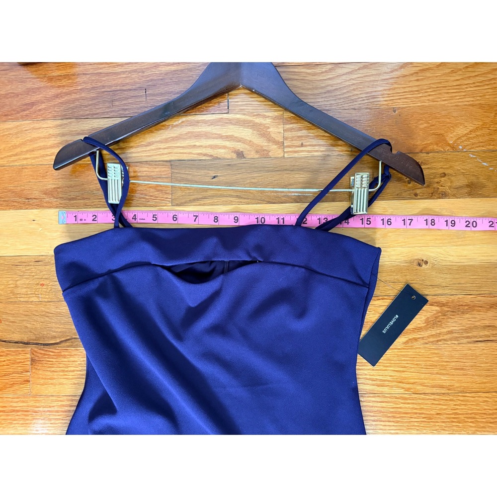 NWT Lulus Midi Slip Dress Such A Charmer Navy Blue Cutout High Slit Bodycon M - Picture 11 of 12